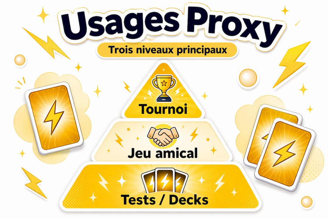 Présentation visuelle des principaux usages des cartes proxy, organisée de façon hiérarchique