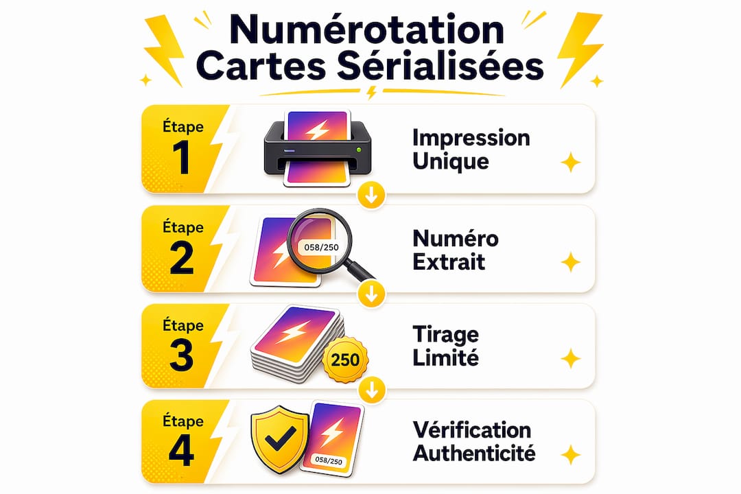 Schéma explicatif du système de numérotation des cartes à tirage limité