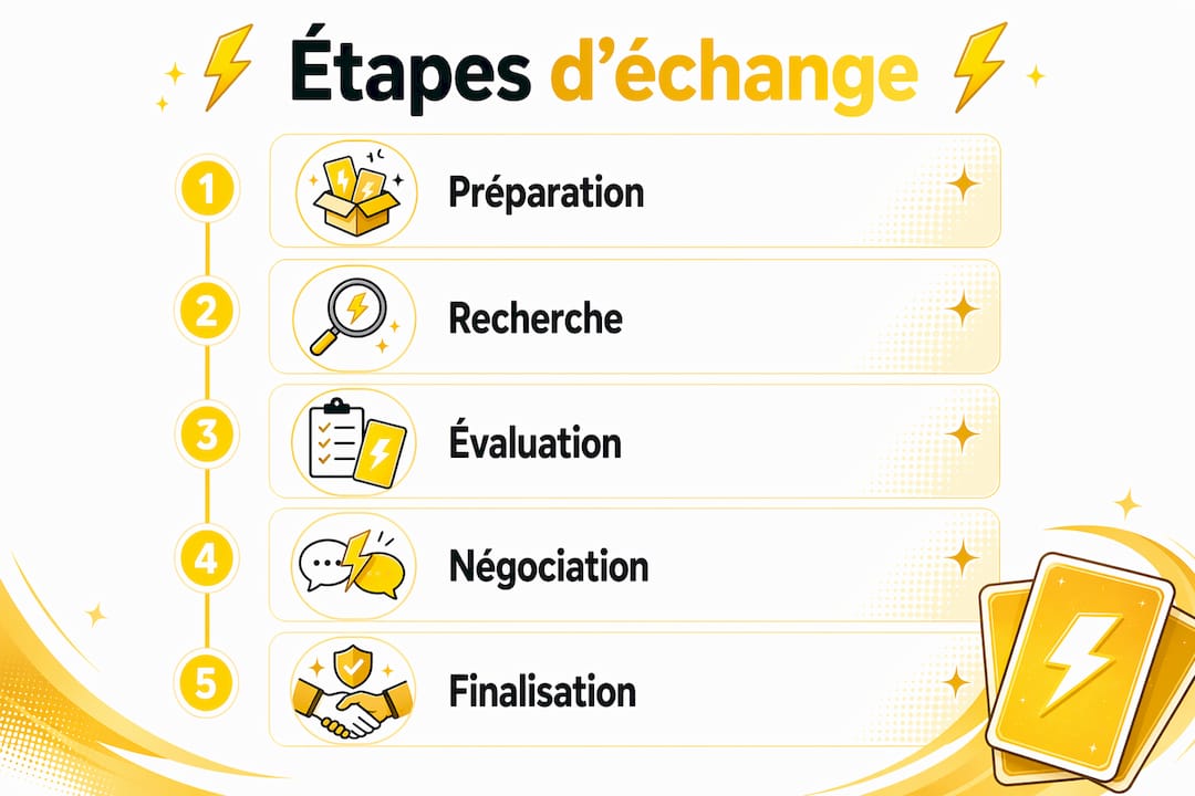 Infographie : les étapes incontournables pour réussir un échange de cartes