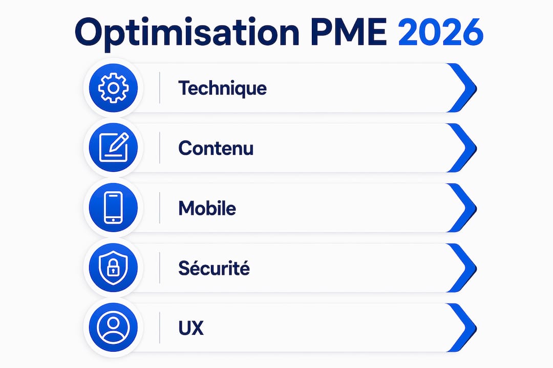 Visuel des étapes incontournables pour optimiser un site web de PME en 2026