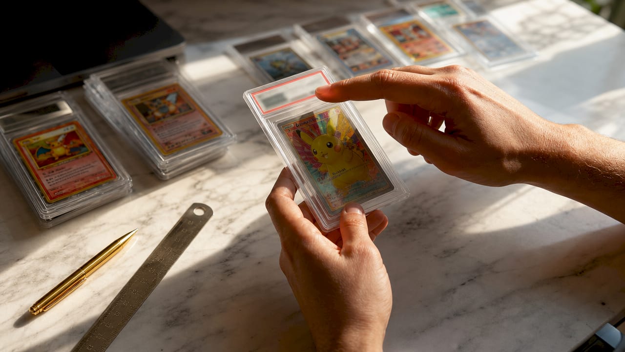 Des mains tiennent une carte gradée tout en montrant l’étiquette de notation.