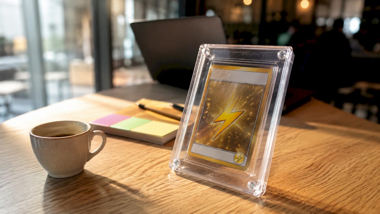 Vue rapprochée d’une carte certifiée soigneusement rangée dans son étui de protection