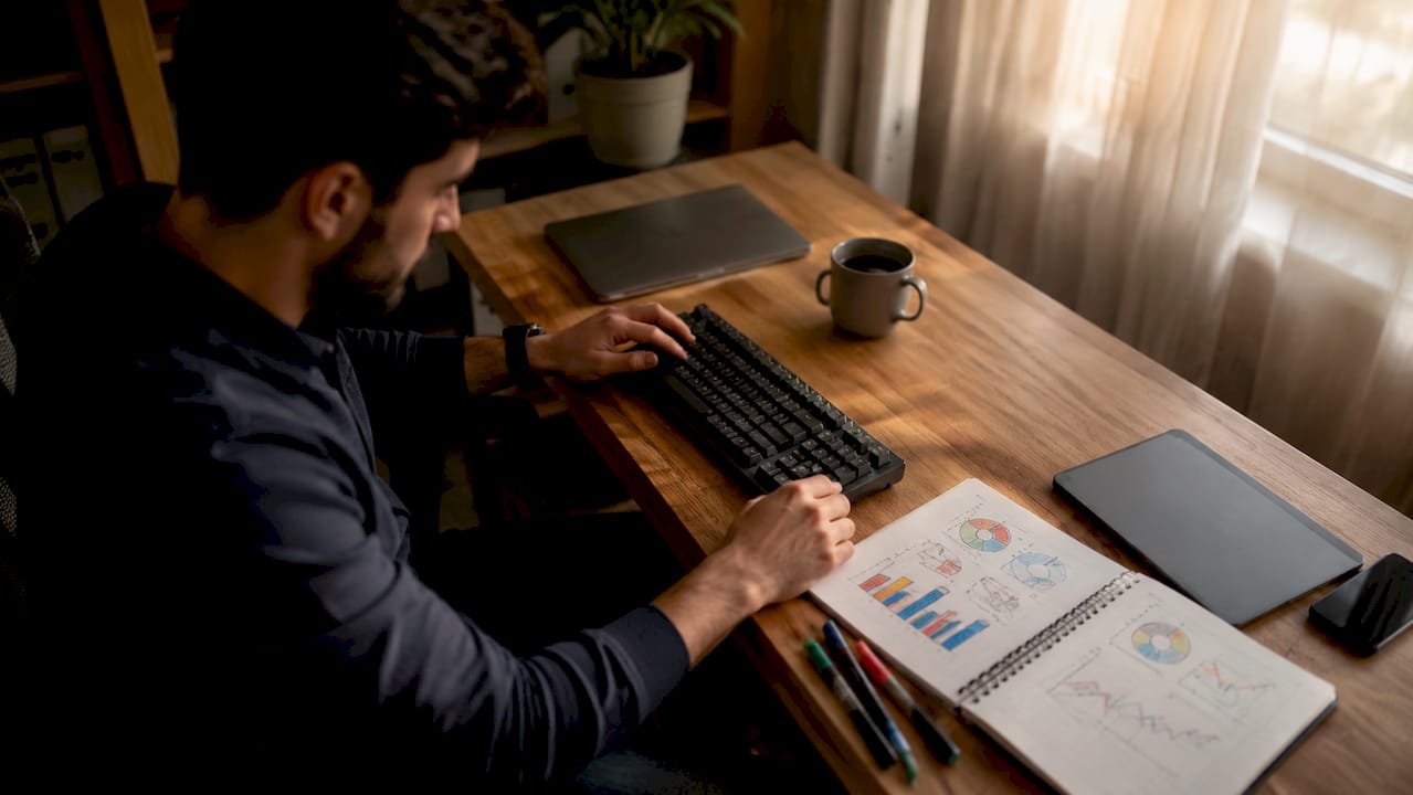 Des mains s’affairent à prendre des notes sur les indicateurs Core Web Vitals.