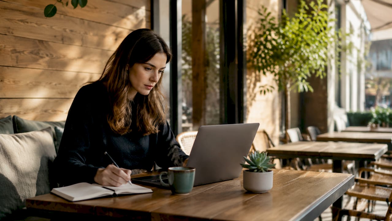Expert en référencement naturel concentré sur son ordinateur portable