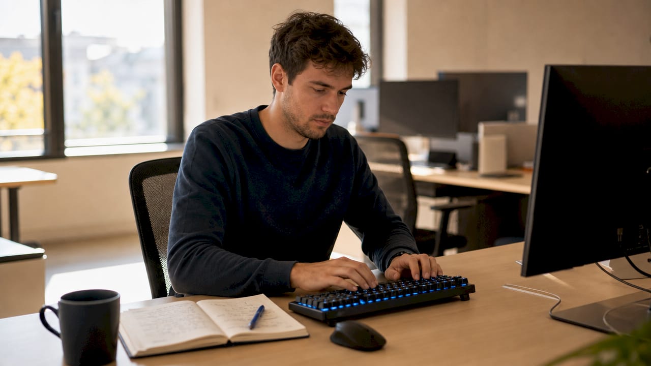 Des doigts qui s’activent sur le clavier pour optimiser le SEO technique