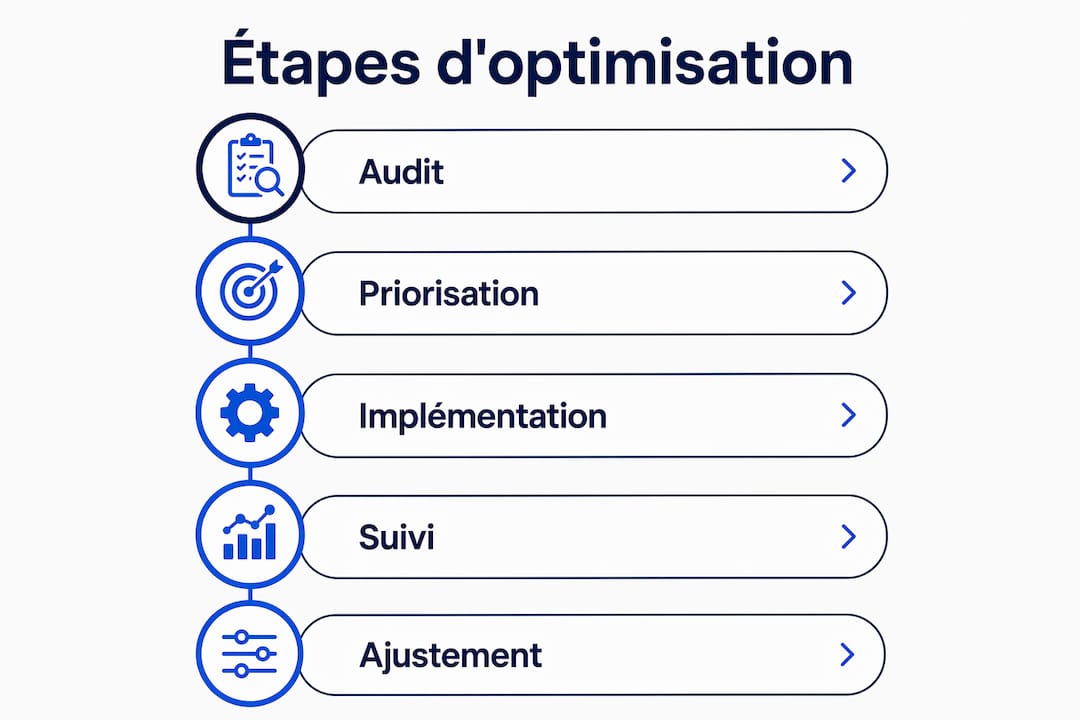 Schéma des différentes étapes pour optimiser le site web d’une PME