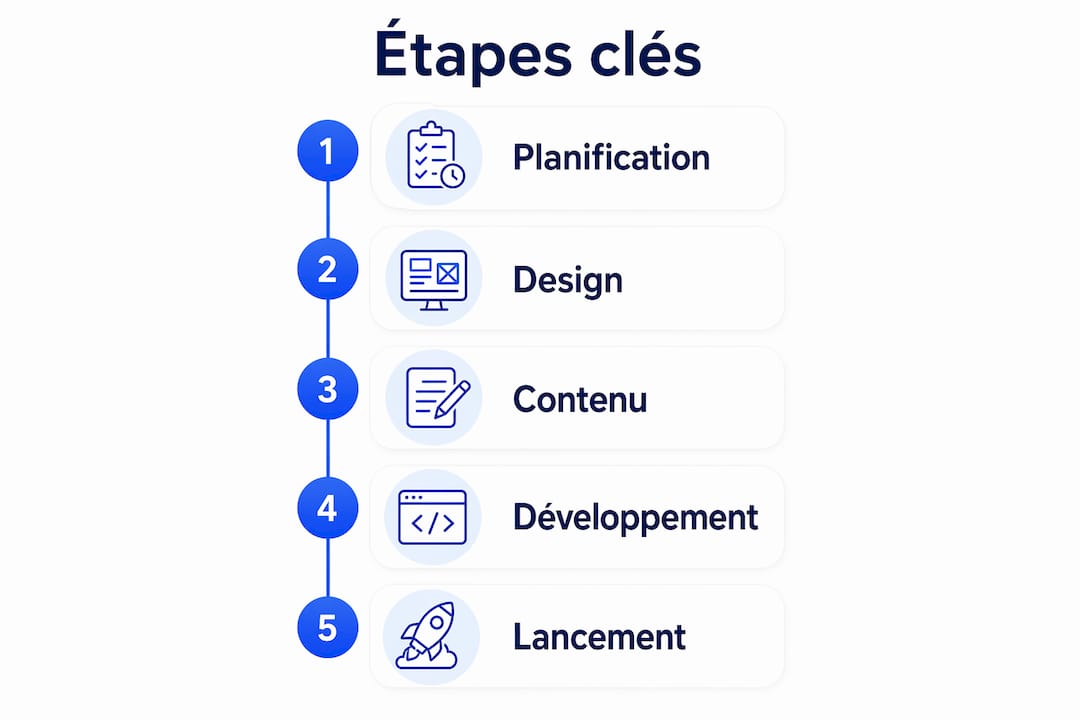 Les grandes étapes pour créer un site vitrine efficace destiné aux PME, présentées en infographie