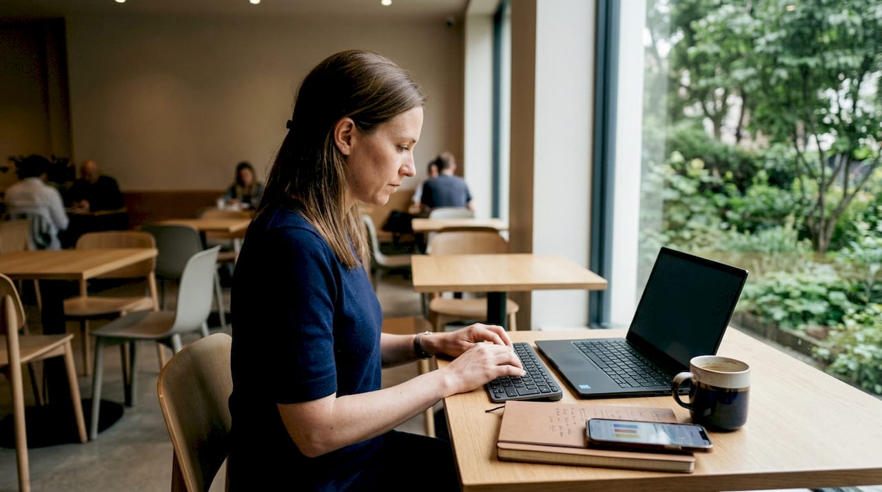 Des mains saisissent des données d’analyse technique SEO sur un clavier.