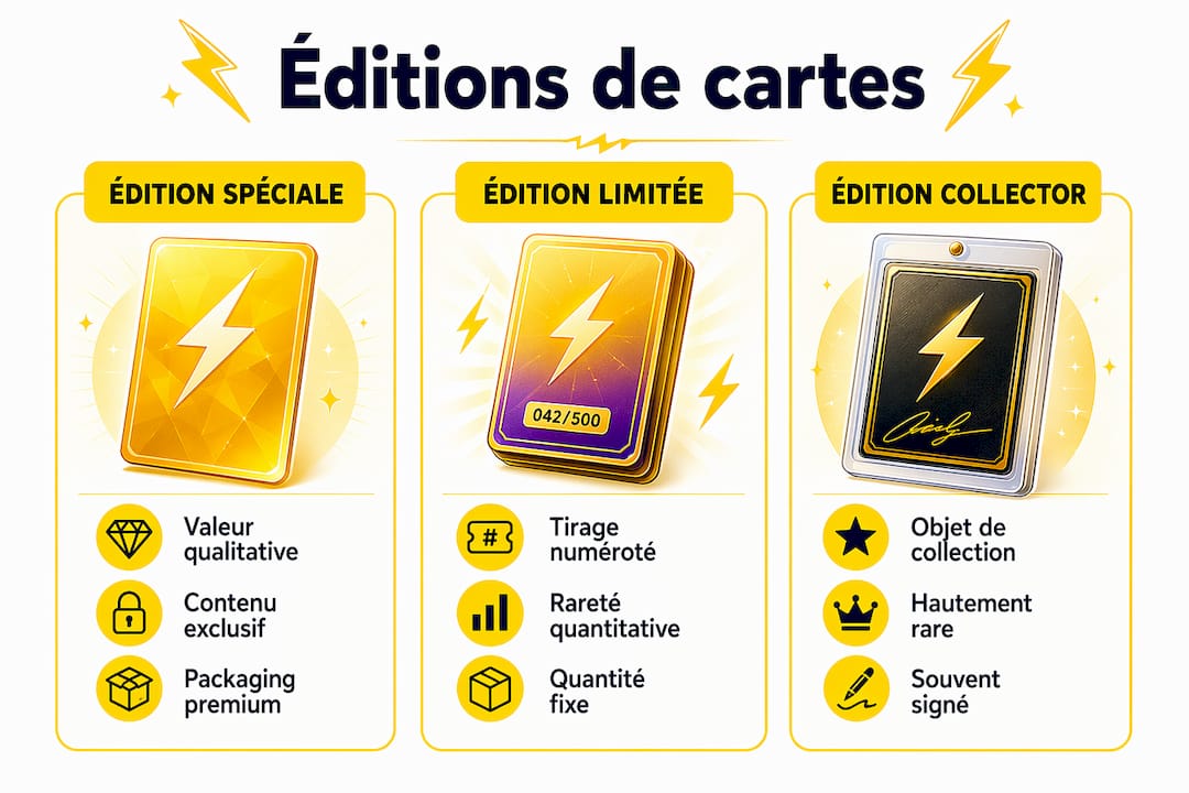 Visuel comparatif des différentes versions : édition spéciale, édition limitée et édition collector