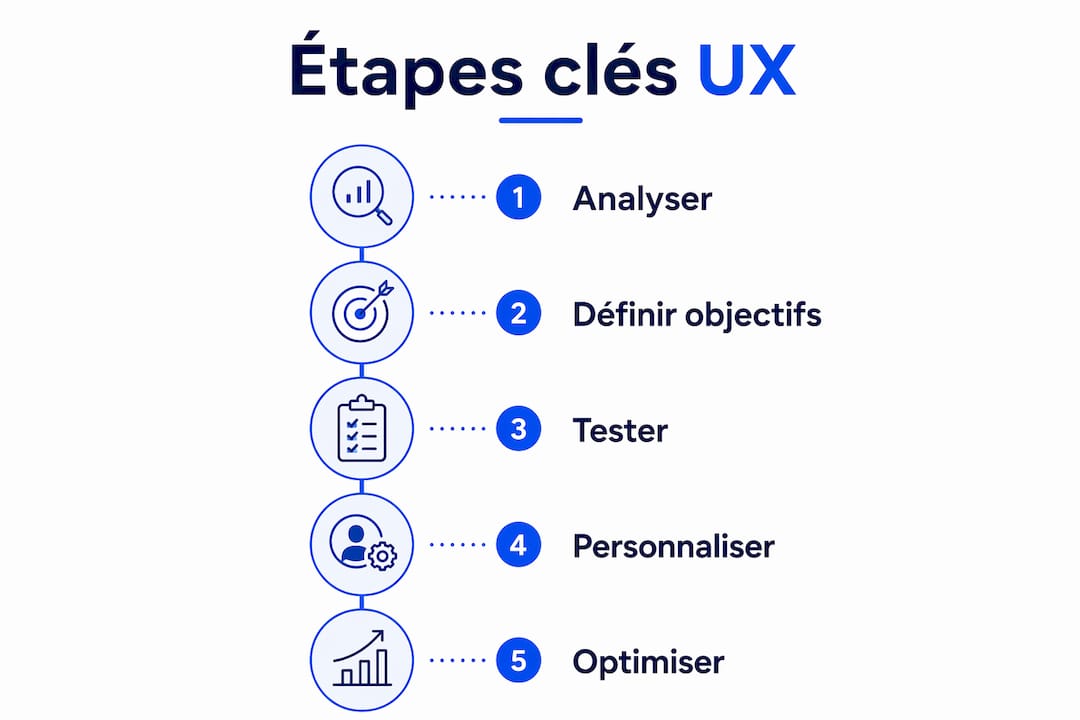 Infographie présentant les étapes essentielles pour optimiser l’expérience utilisateur