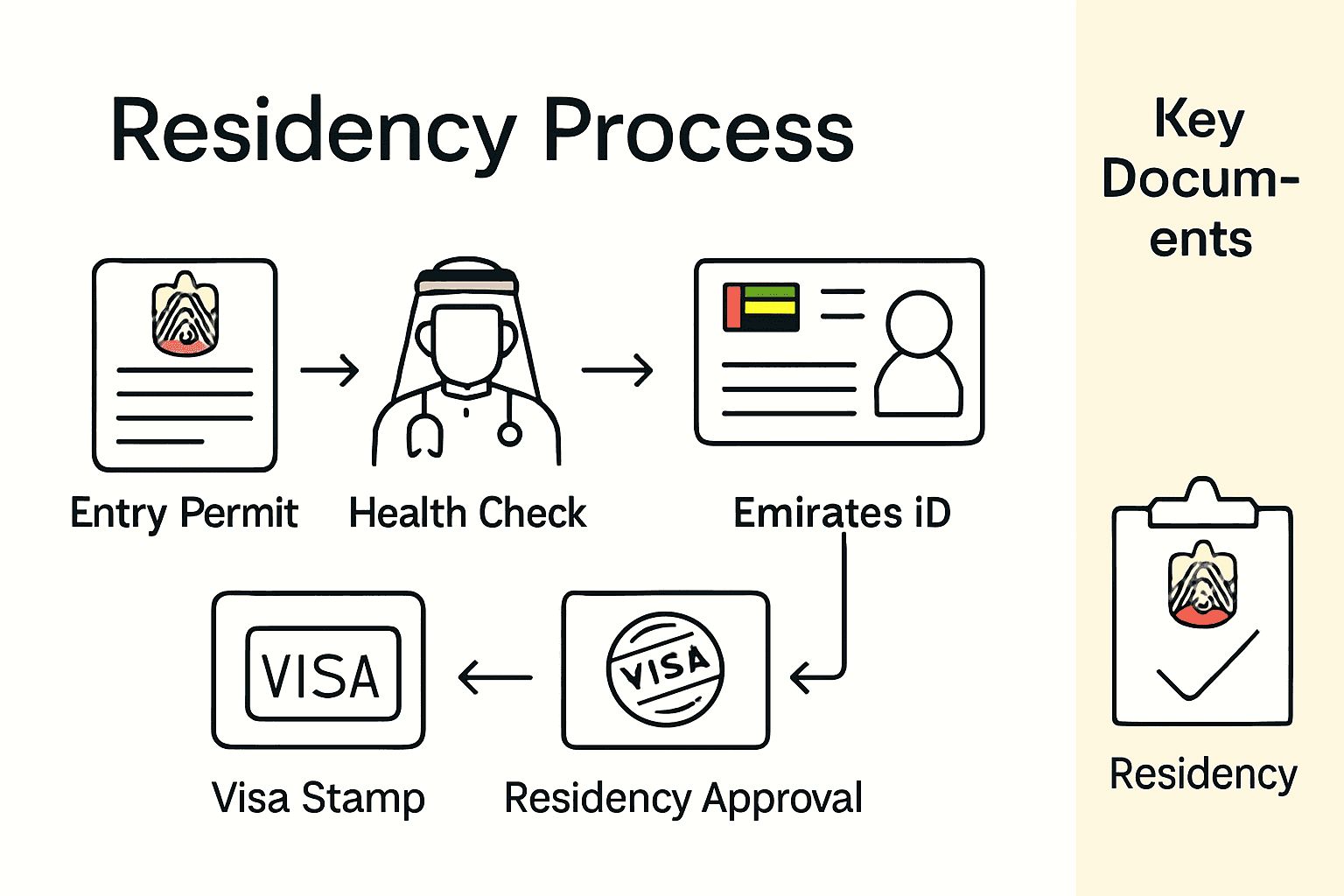 Infographic showing the 5-step marriage visa application process in the UAE with icons for each stage.