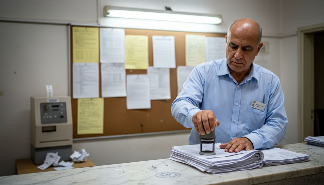 Clerk stamping marriage documents for UAE attestation