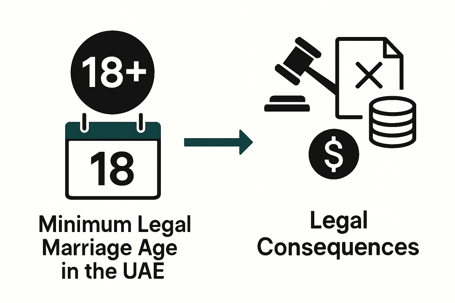 Infographic showing UAE underage marriage penalties