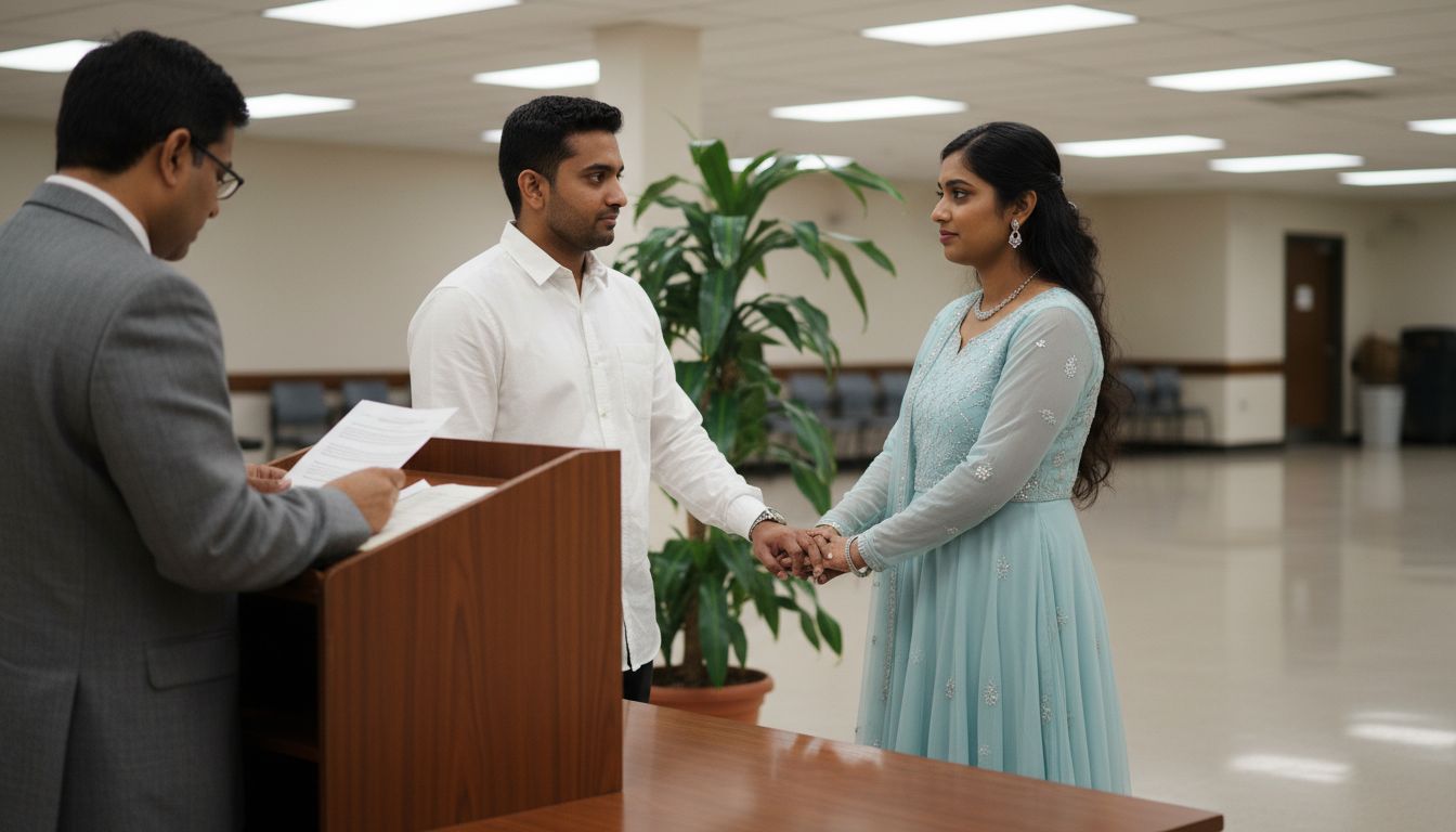 Indian couple at UAE civil marriage ceremony
