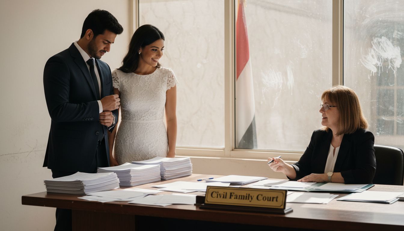 Couple signing marriage papers Abu Dhabi