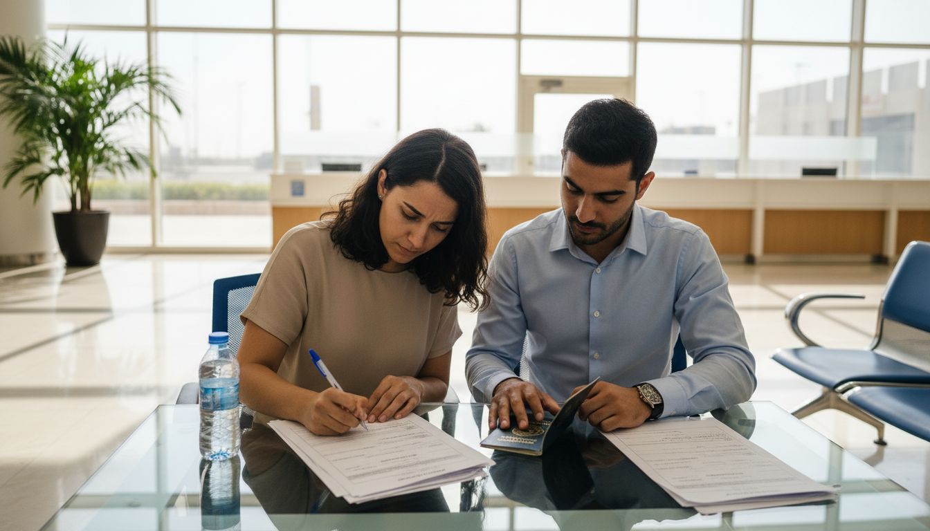 Expat couple filling marriage forms in UAE