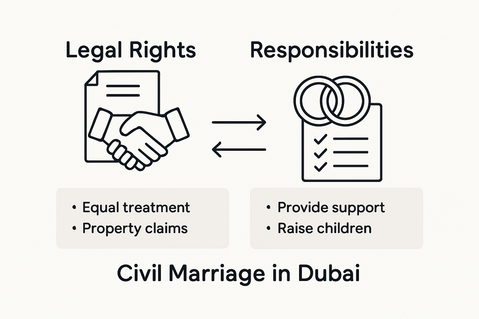 Infographic showing civil marriage rights and responsibilities