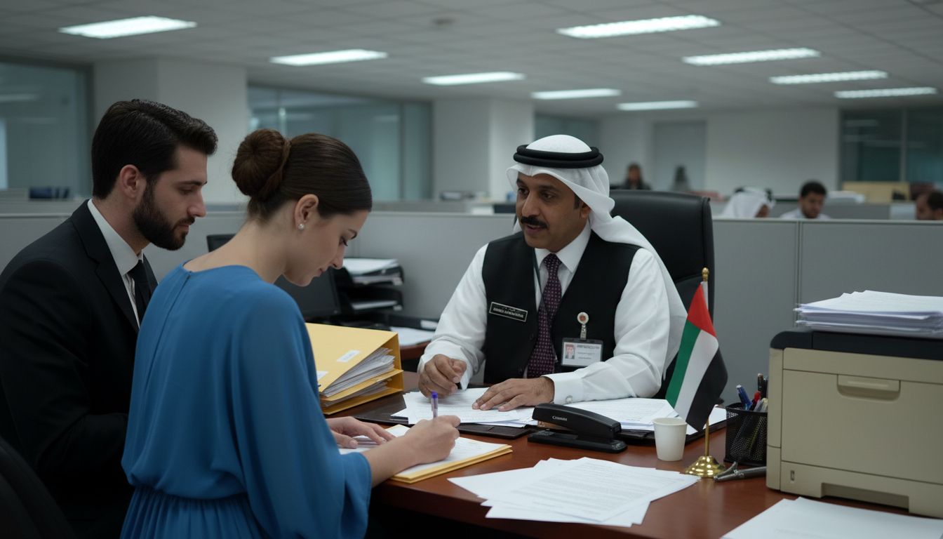 Couple preparing UAE marriage documents