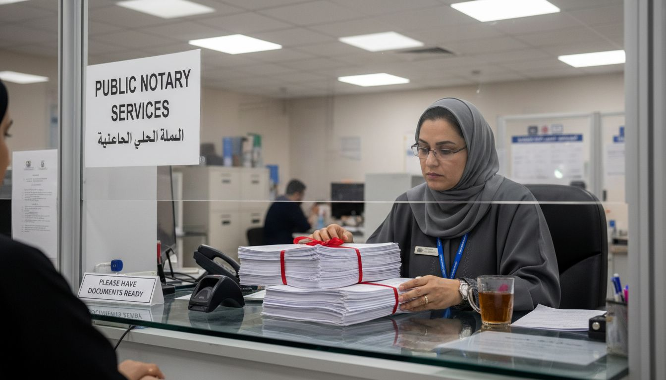 UAE clerk verifying certified marriage certificates