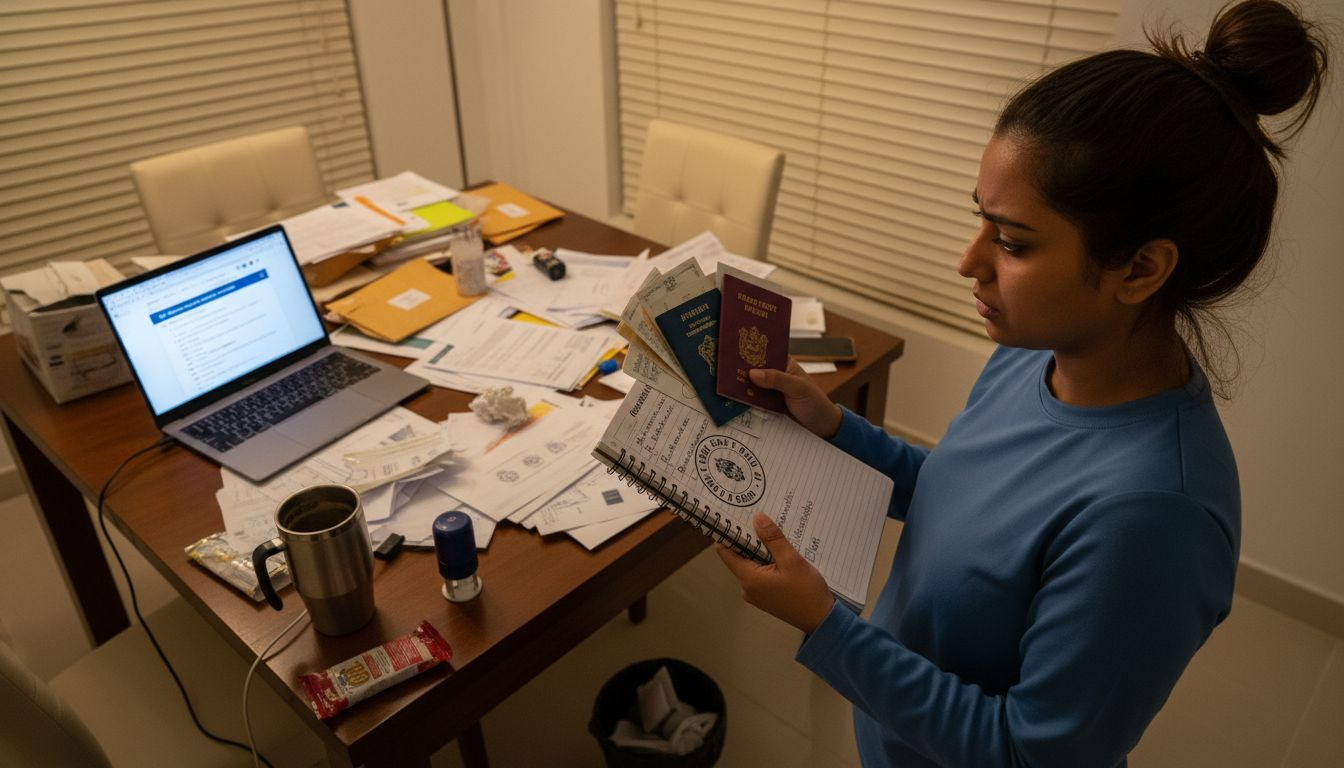 Expat woman organizing UAE marriage documents