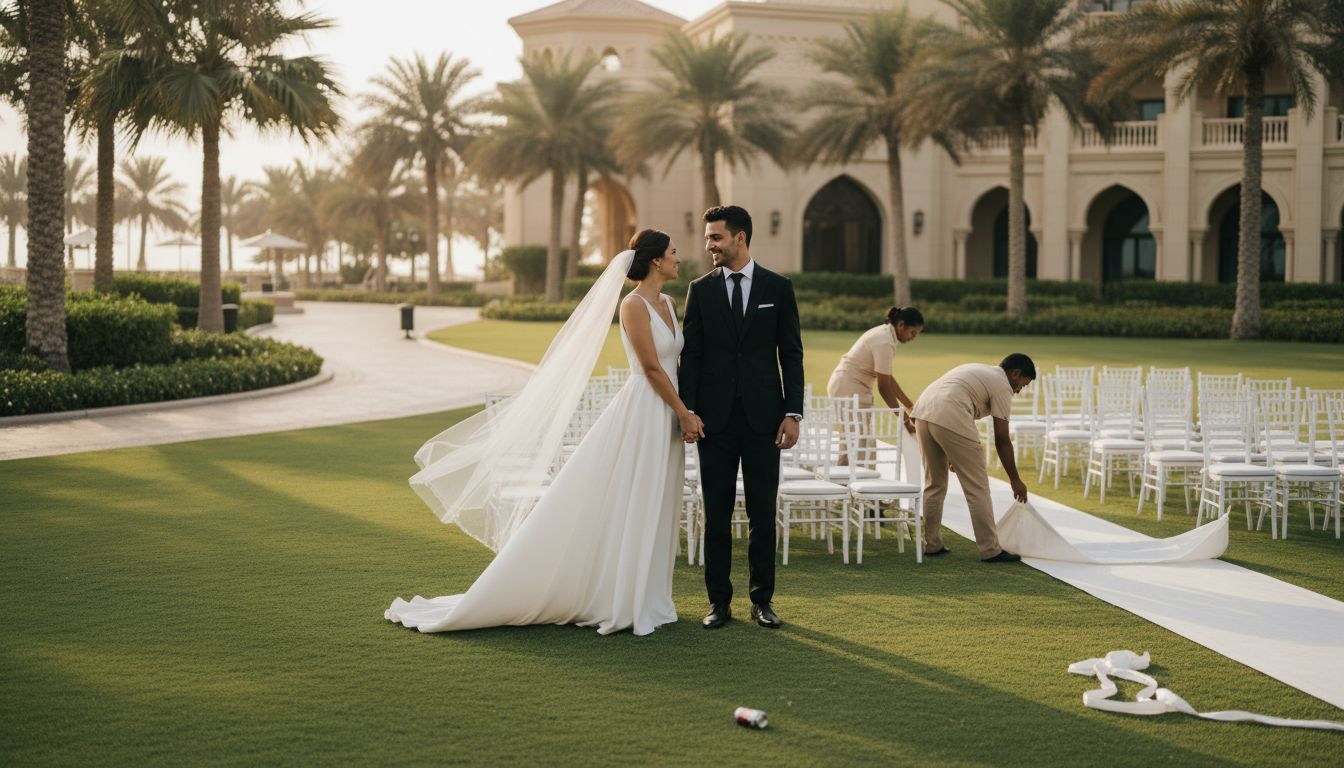 Couple at Dubai luxury beachfront wedding venue