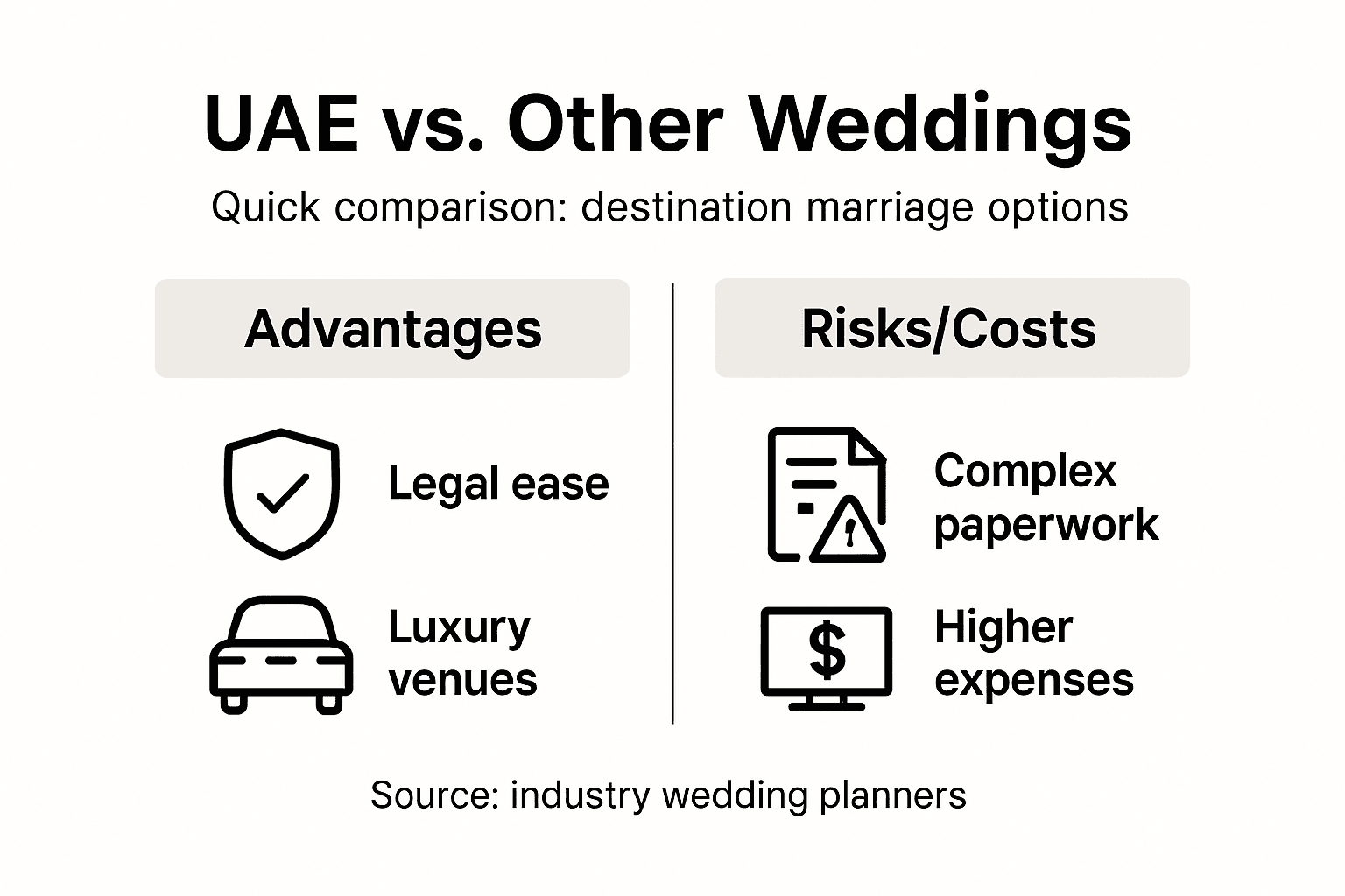 Infographic comparing UAE and other wedding destinations