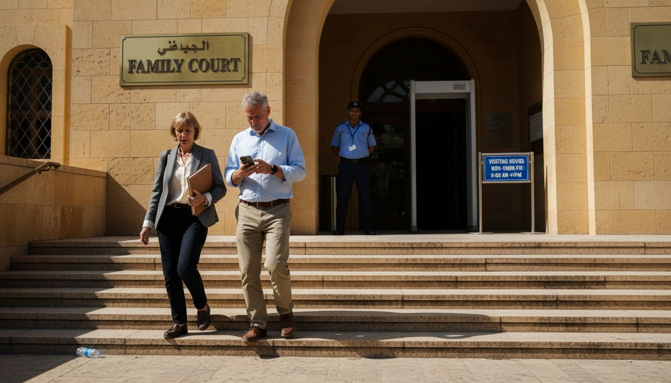 Expats entering UAE family court building