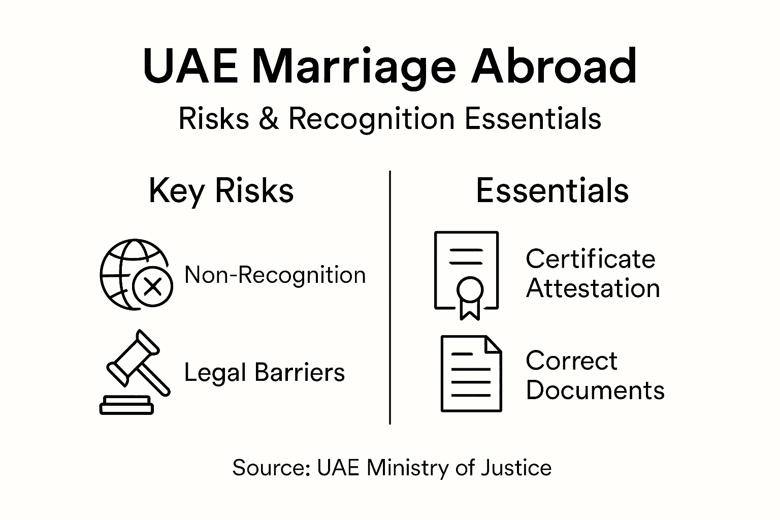 Infographic on UAE marriage risks and requirements