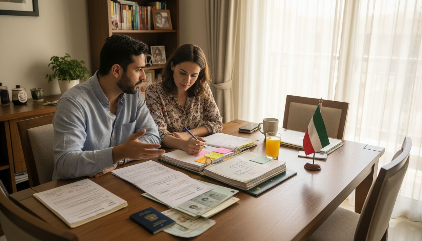Expat couple reviewing marriage documents UAE
