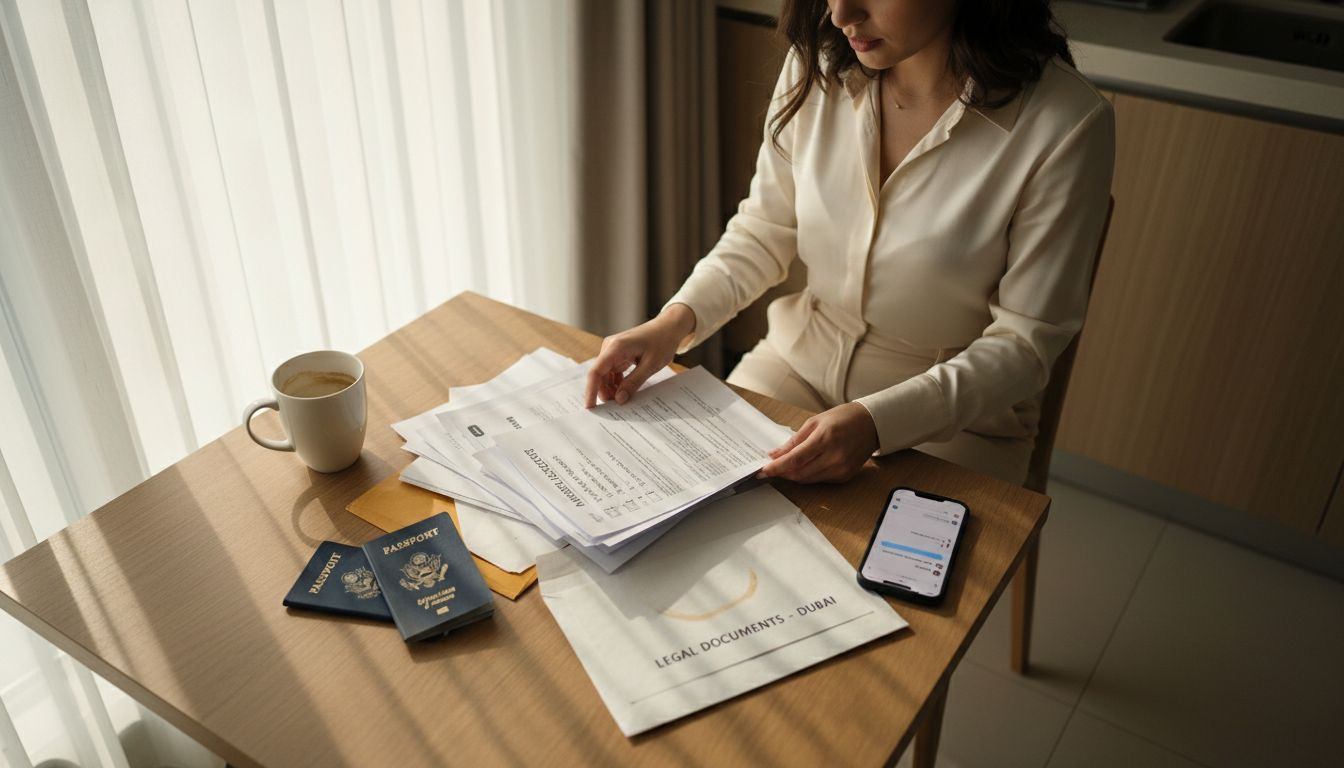 Woman organizing marriage application documents