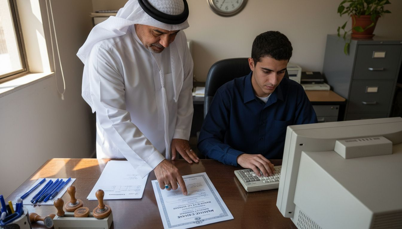 Islamic and civil marriage officials review documents