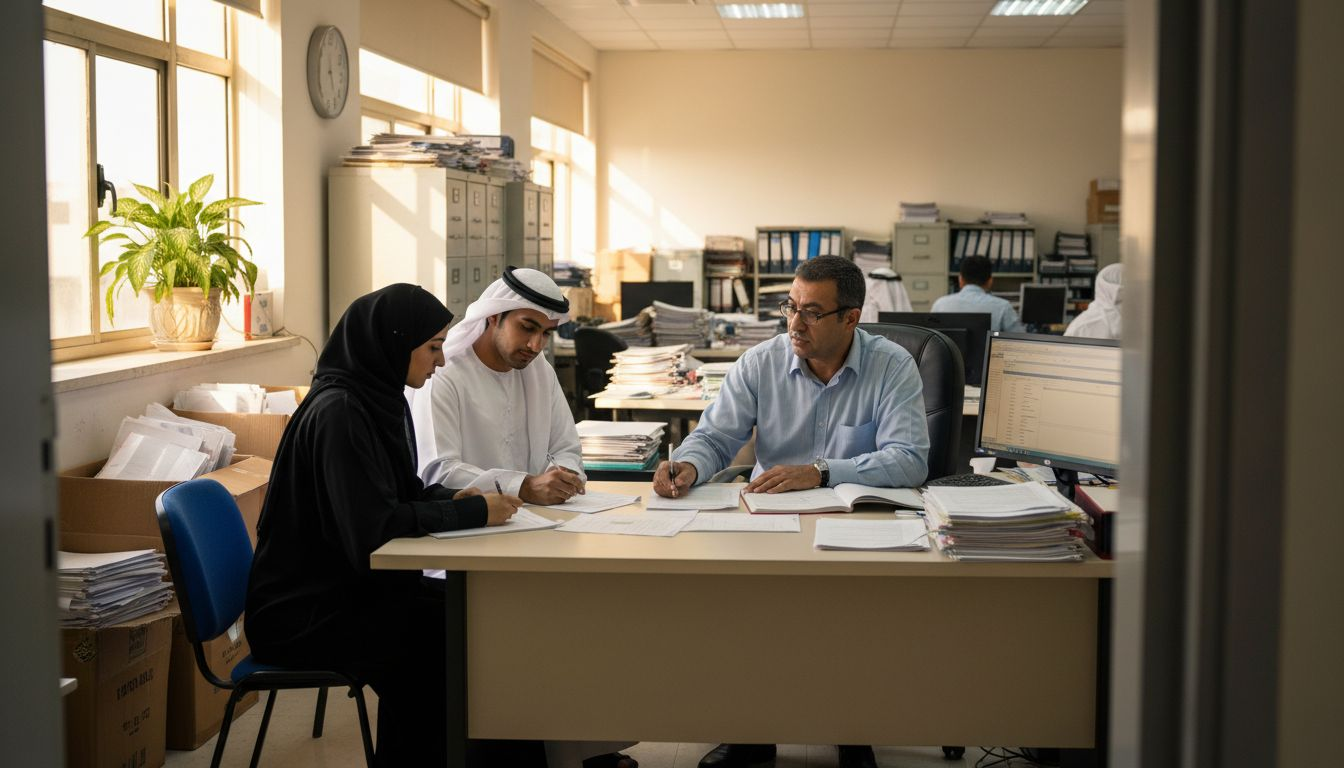 Couple registering marriage in UAE office