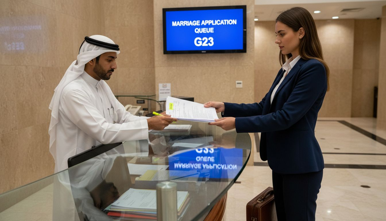 Submitting marriage application at Dubai Courts