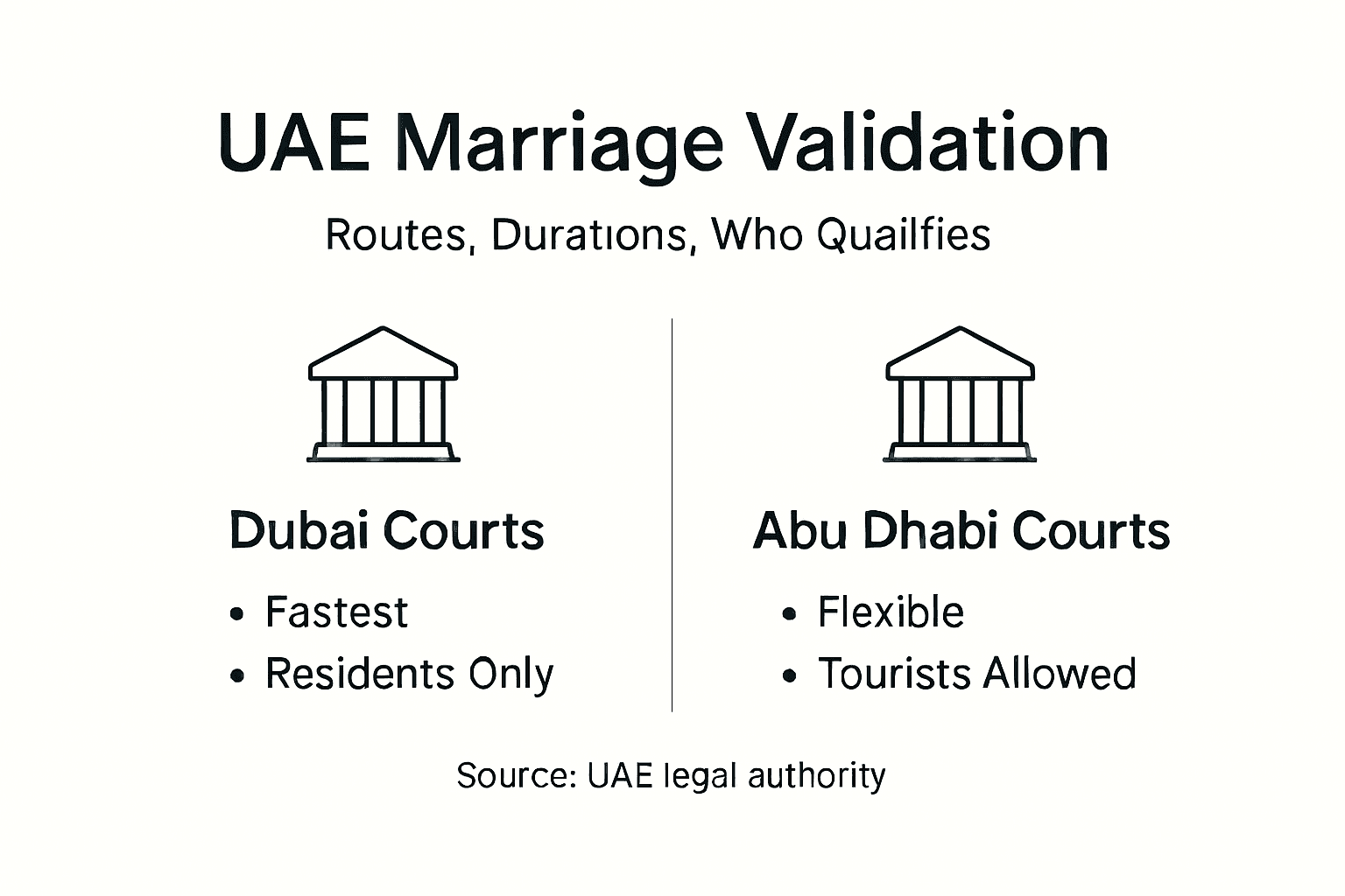 Infographic showing UAE marriage validation routes