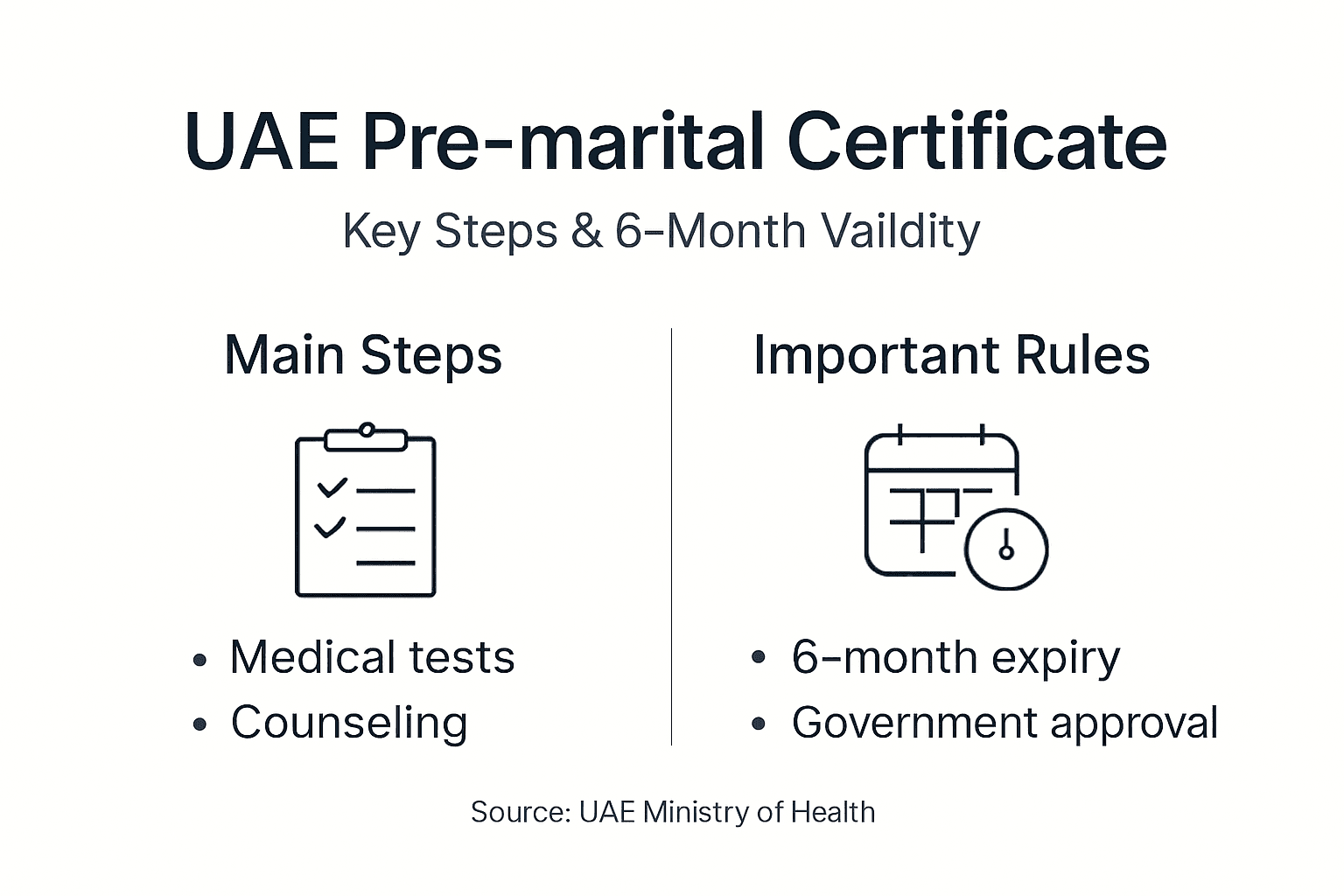 Infographic on UAE pre-marital certificate steps