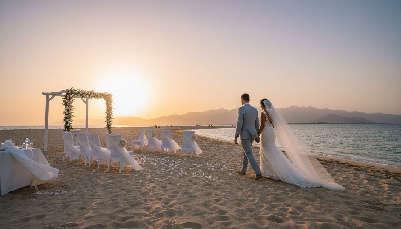 Sunset wedding ceremony on Ras Al Khaimah beach