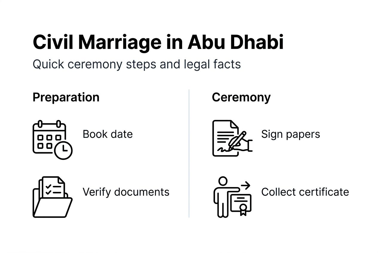 Infographic showing Abu Dhabi civil marriage process steps