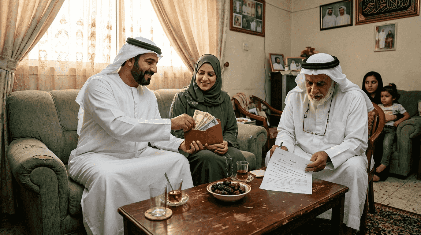 Groom presents mahr dowry to bride