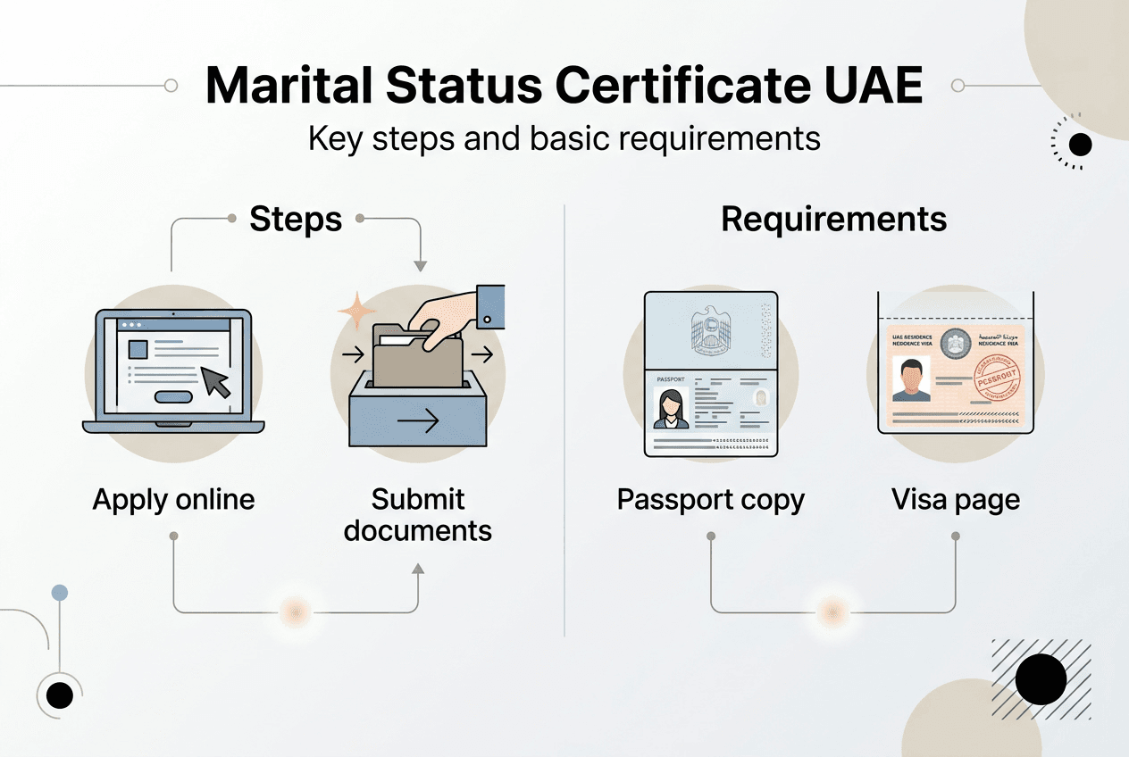 Infographic process for marital status certificate UAE
