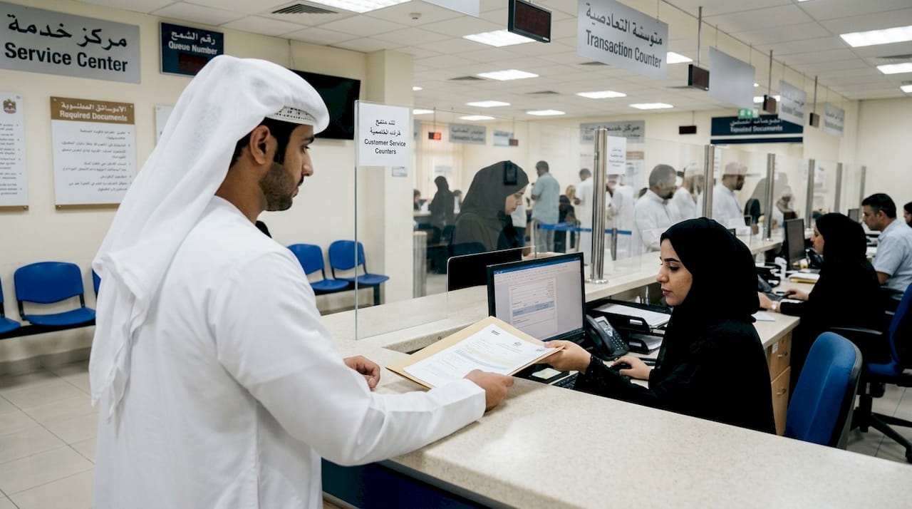 Submitting documents at UAE government office