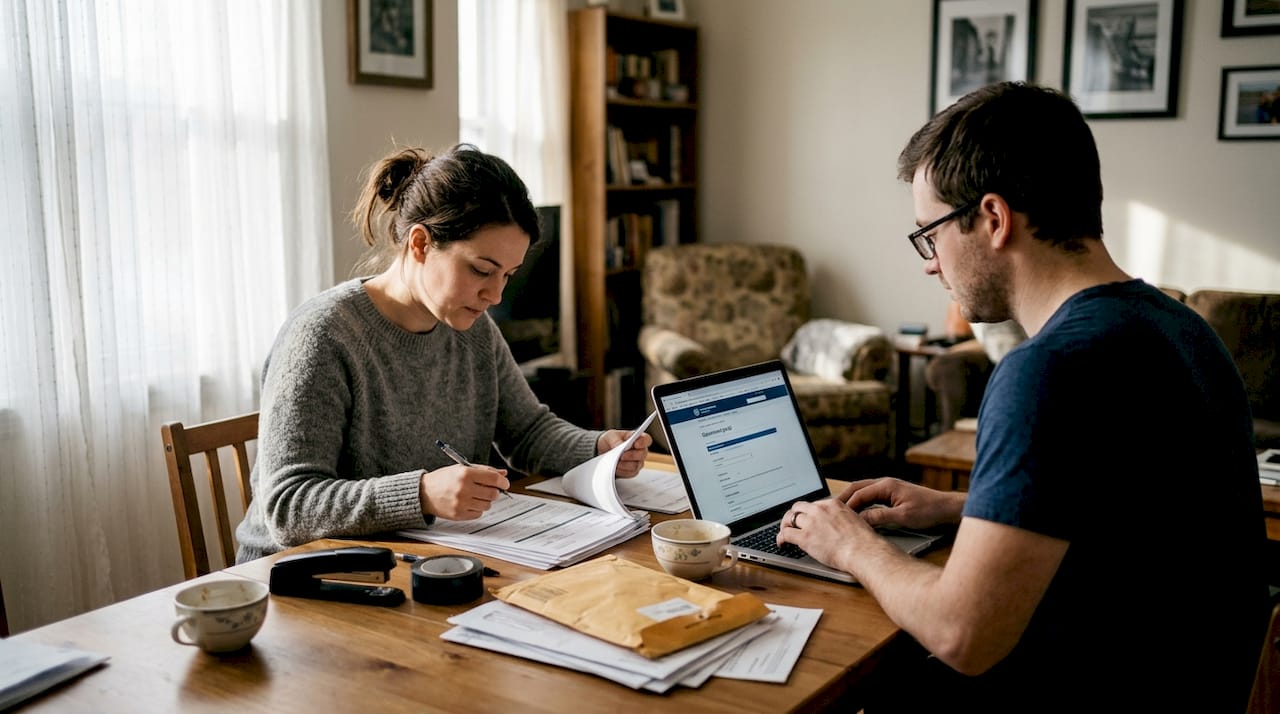 Couple organizing UAE marriage certificate paperwork