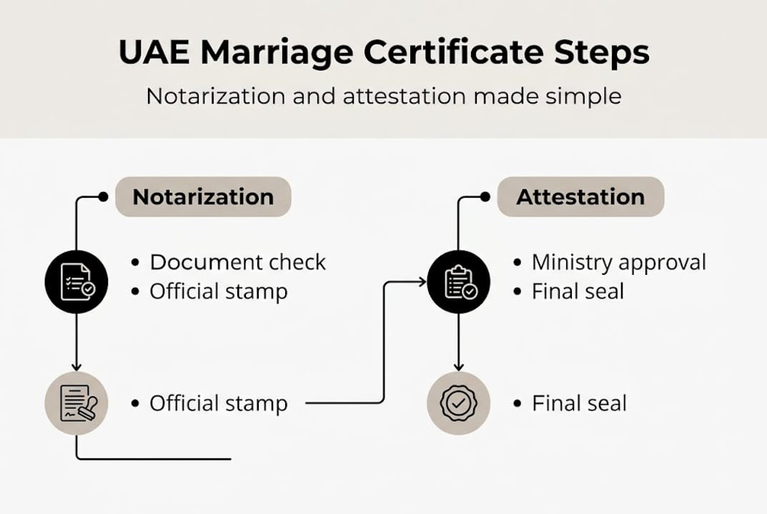 Infographic showing UAE marriage certificate process