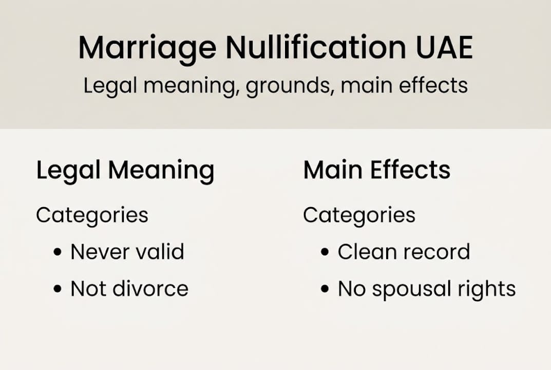Infographic summarizing marriage nullification basics