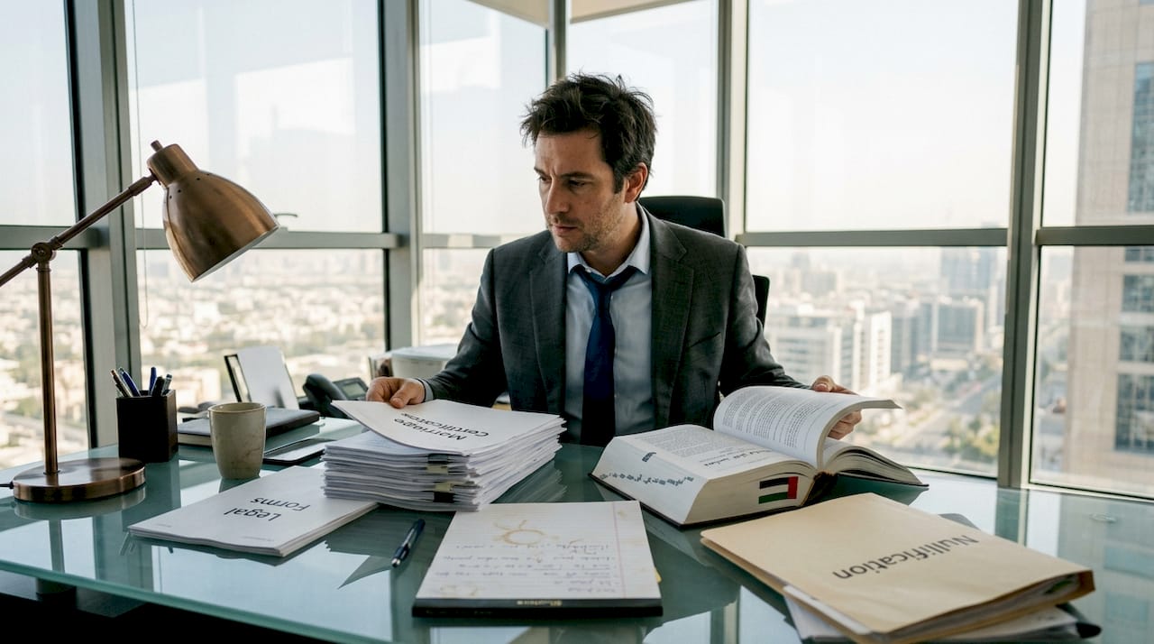 Legal consultant reviews marriage nullification documents