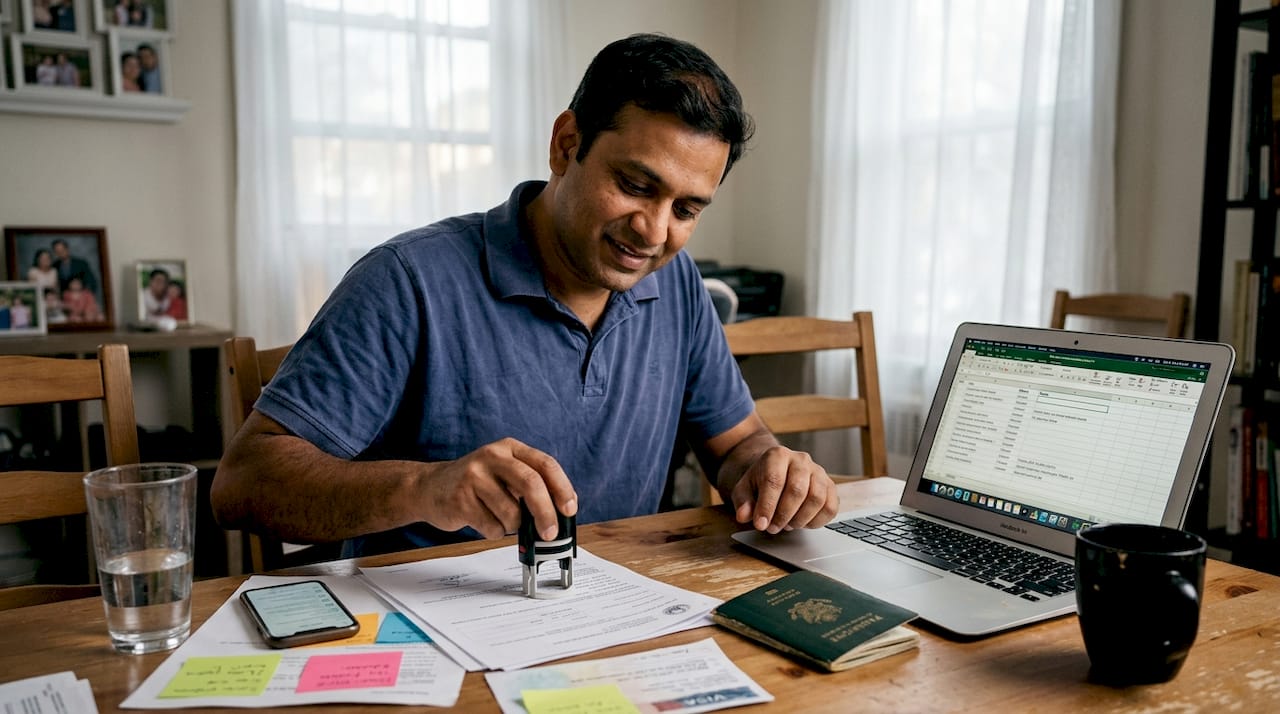 Man attesting documents for UAE marriage