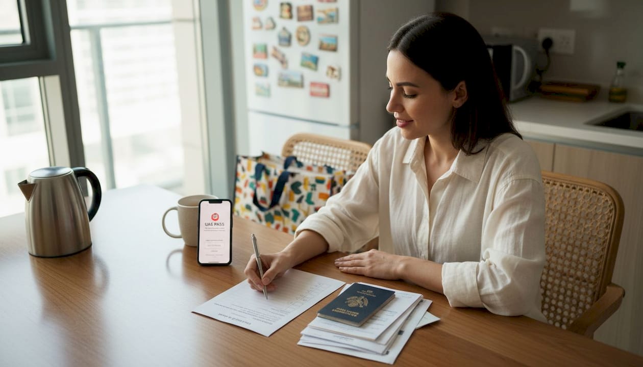Woman organizing civil marriage documents UAE