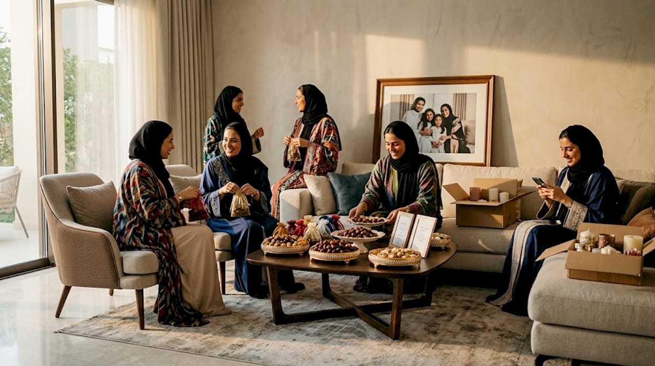 Women preparing for Emirati wedding celebration
