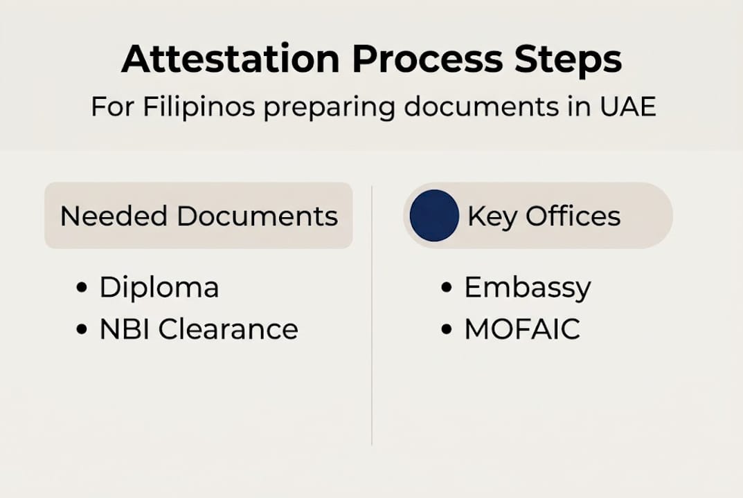 Infographic of attestation steps and offices involved