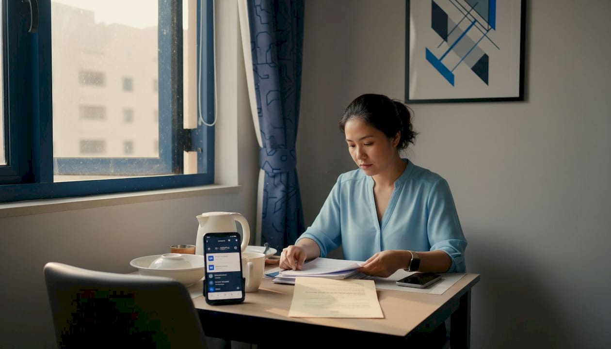 Filipino woman organizing UAE attestation papers