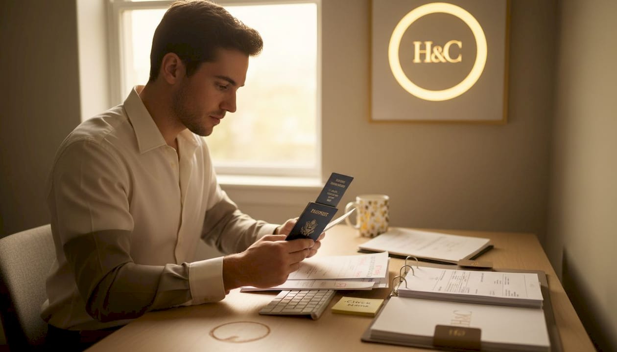 Man checking documents for name mismatch